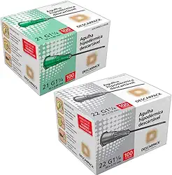 Agulha Intramuscular Hipodérmica Verde 21g 30 x 0,80mm + Agulha 30x0,7-100 unidades
