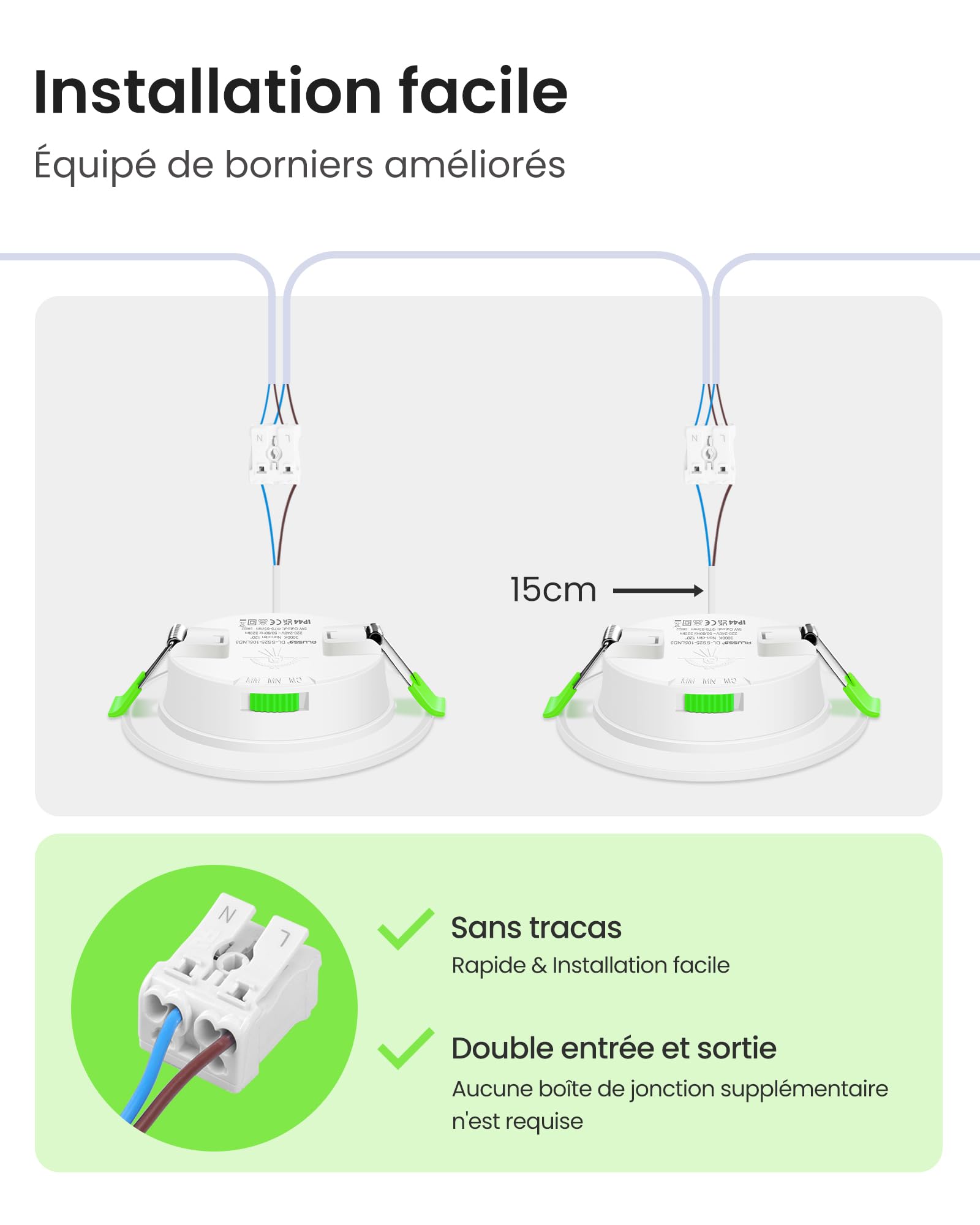ALUSSO Spot LED Encastrable Extra Plat, 5W 440LM Dimmable IP44 LED Spot Etanche Salle de bain, 3CCT Blanc Chaud 3000K Blanc Neutre 4000K Blanc Froid 6500K, Trou Φ68-78mm, Lot de 10
