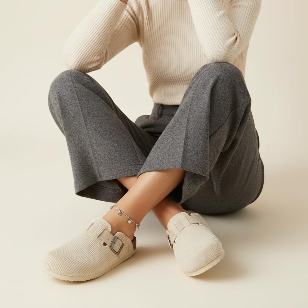 CUSHIONAIRE Hana Womens Clogs | Comfortable Vegan Suede Clogs for Women | Slip On Potato Shoes with Cork Footbed & Arch Support | Memory Foam, Wide Widths Available - Image 7