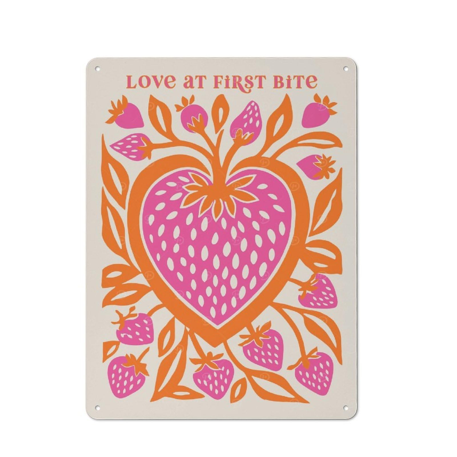 Junmoney Style-14 Pink Strawberry Pop Art Decorative Tin Plaque 40X30cm, Decorative Novelty Wall Art For Hallway, Home Bar, Garage Or Study