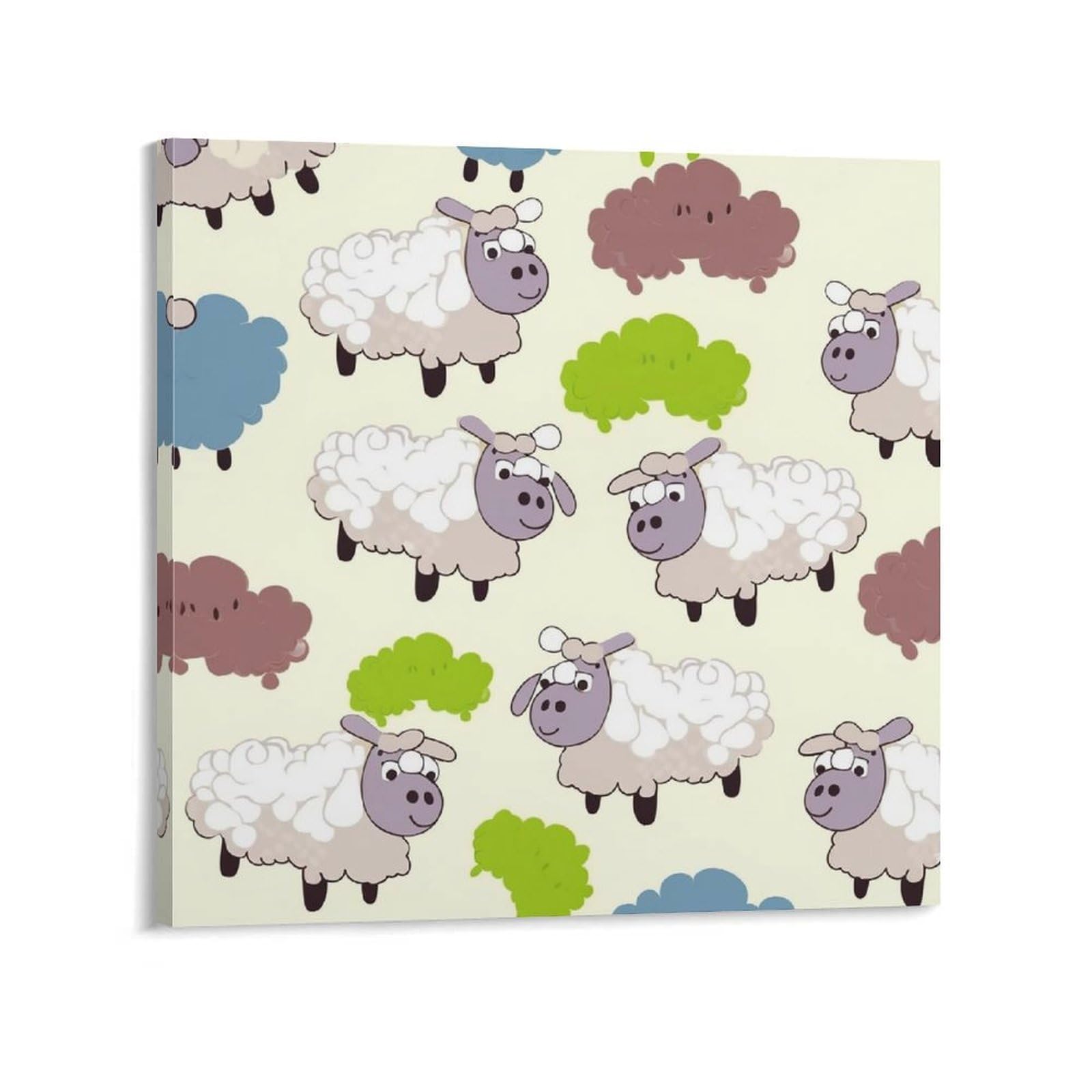 Cartoon Sheep Canvas Wall Art for Bedroom 28x28inch(70x70cm) Canvas Prints Artwork for Walls Modern Picture Artwork Painting for Living Room Aesthetic Wall Paintings for Bathroom Kitchen Office Decor