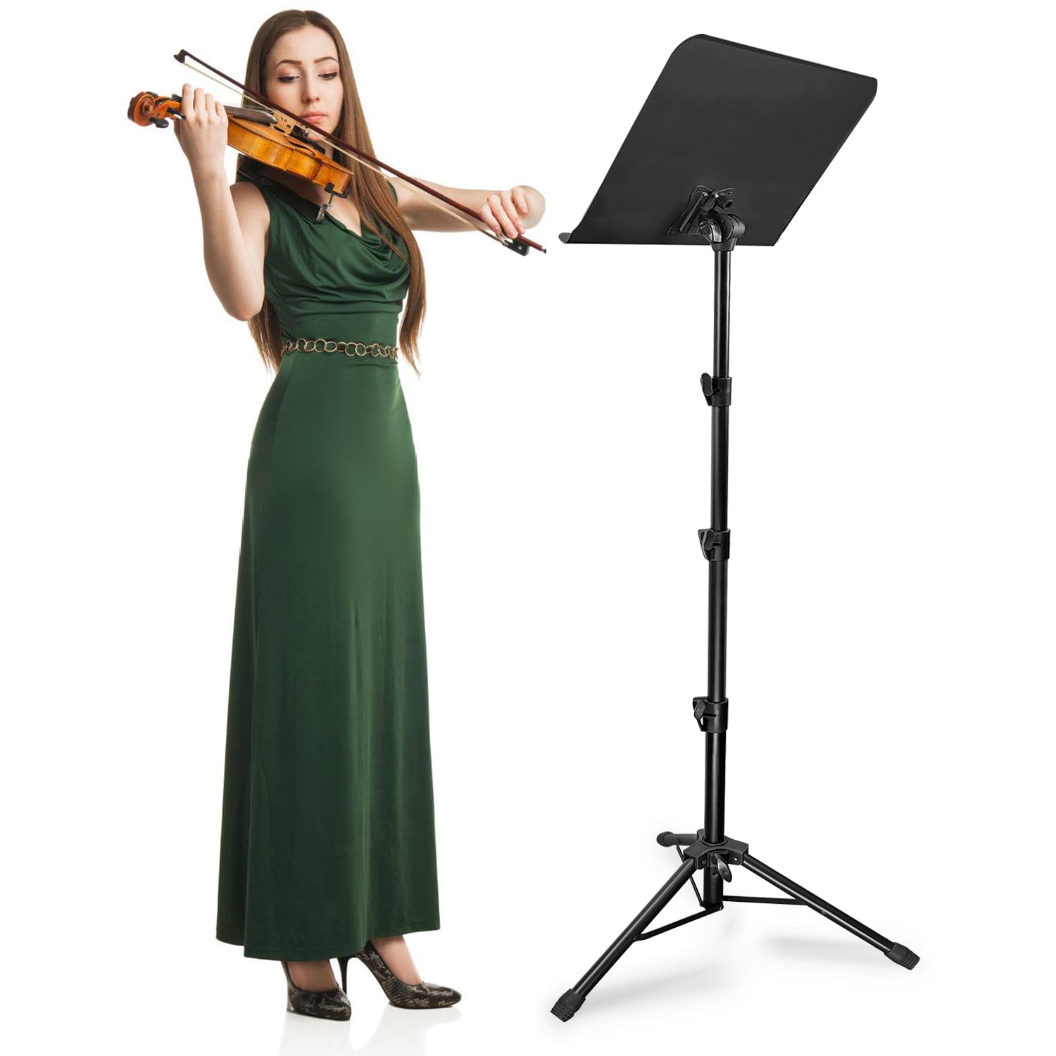 Leggio alto per spartiti da 177 cm, ad alta stabilità, regolabile, portatile, con borsa per il trasporto, per chitarra, violino, ukulele (83-180 cm)