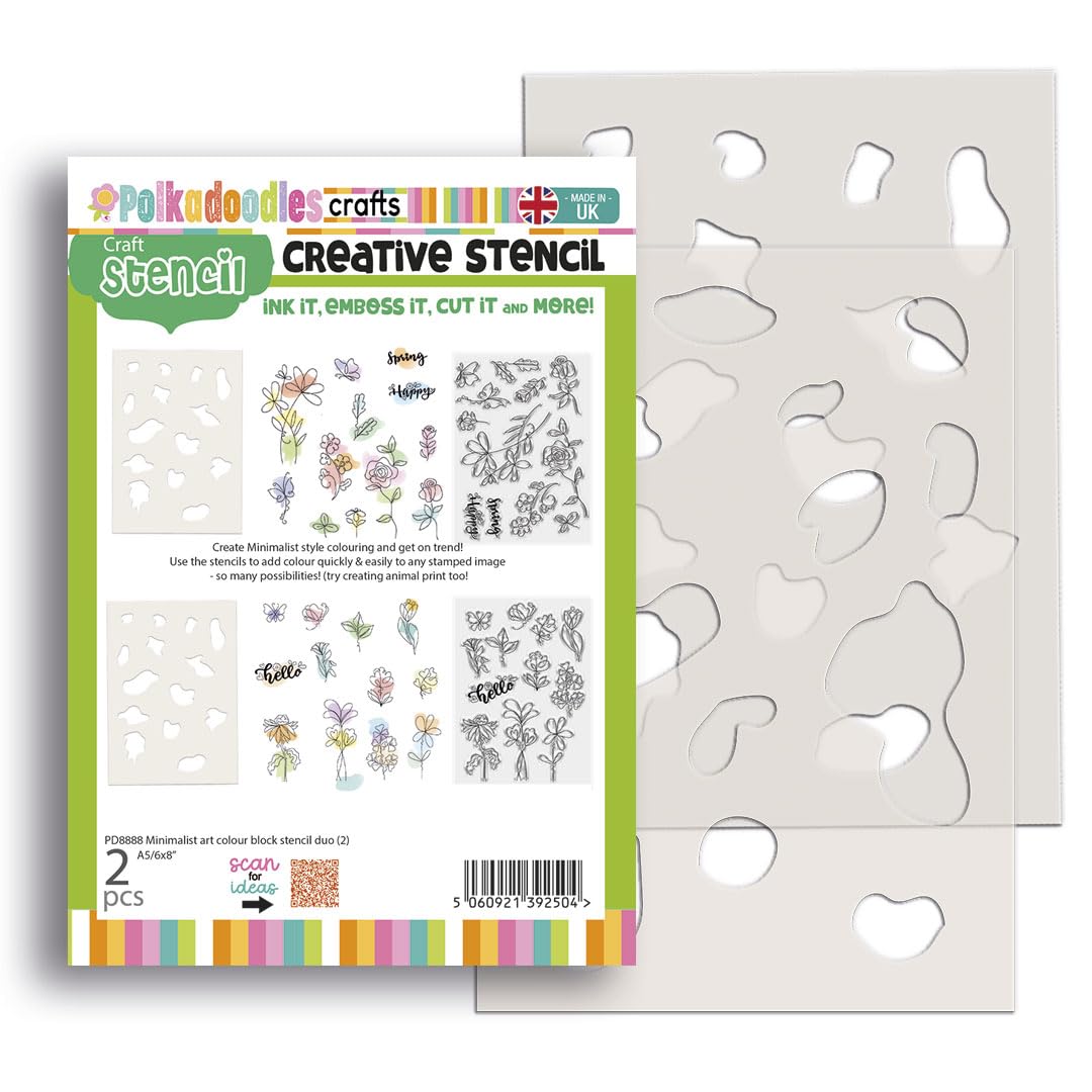 Polkadoodles Minimalist Art Colour Block Duo Stencils, White