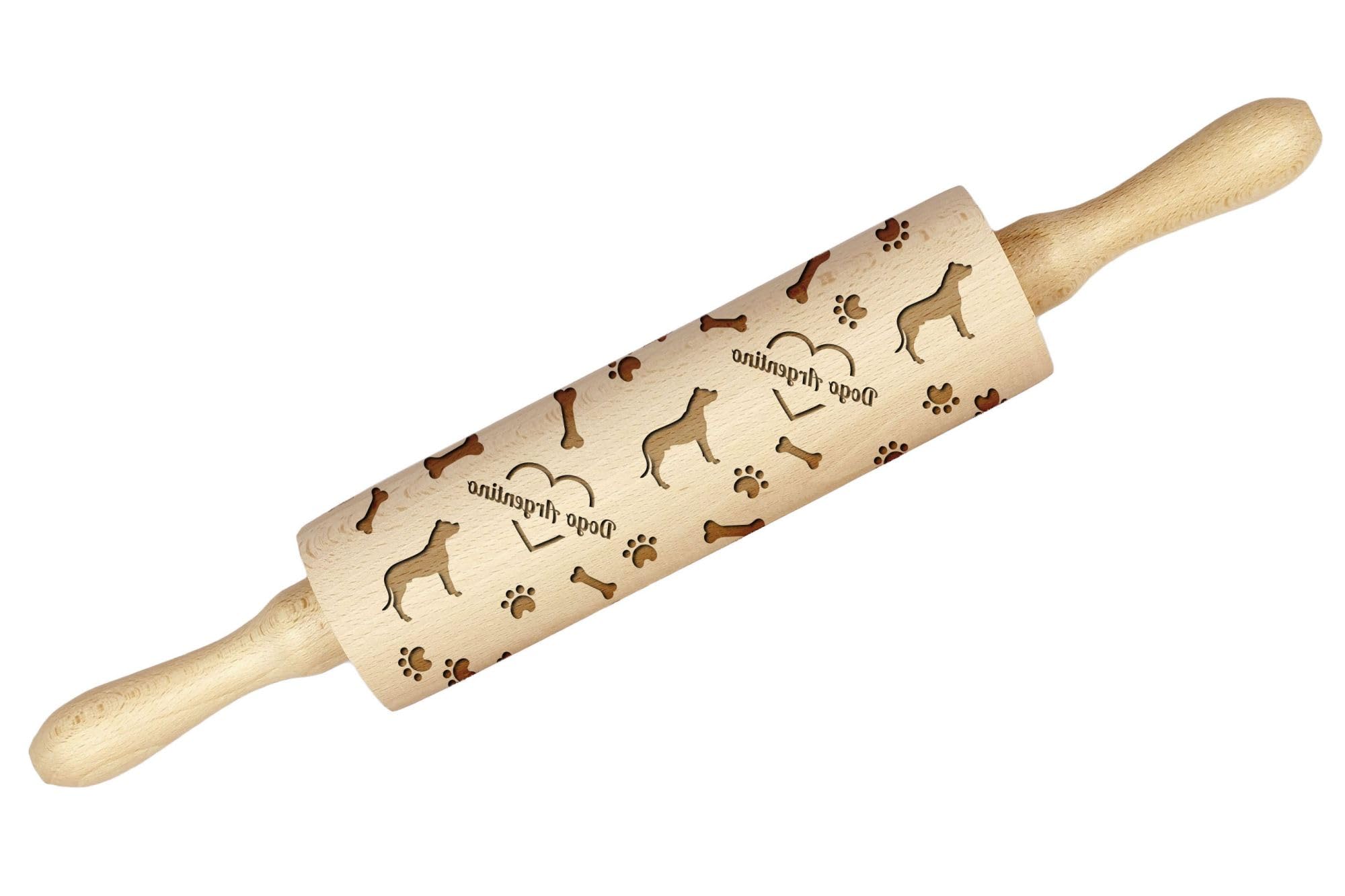 Rouleau à pâtisserie Dogo Argentino gravé pour empreintes nettes