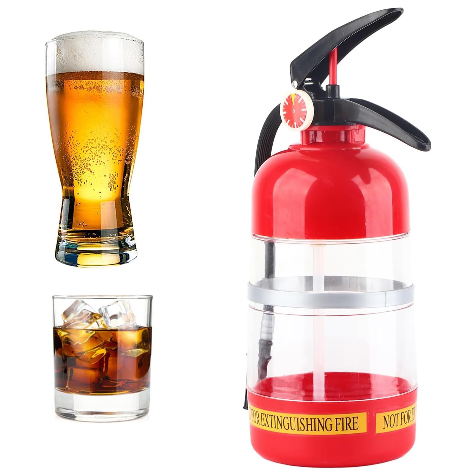 Dispensador de licor divertido con forma de extintor, dispensador de licor de 2L/70 onzas, dispensadores de bebidas para vino, licores, cerveza y bebidas 6