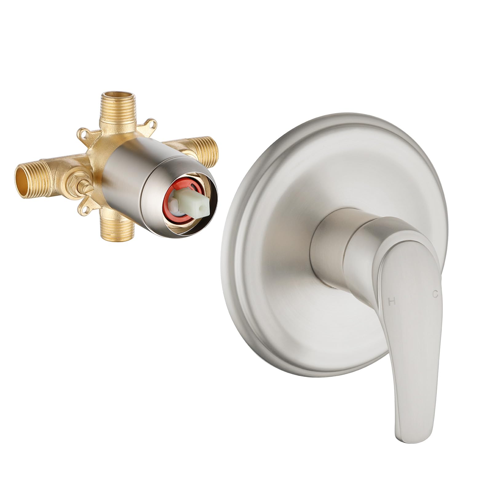 Wall Mount Rough-In Valve Shower Valves Shower Faucet Bathroom Trim Kit Single Handle Tub Shower Valve Mixer Brushed Nickel