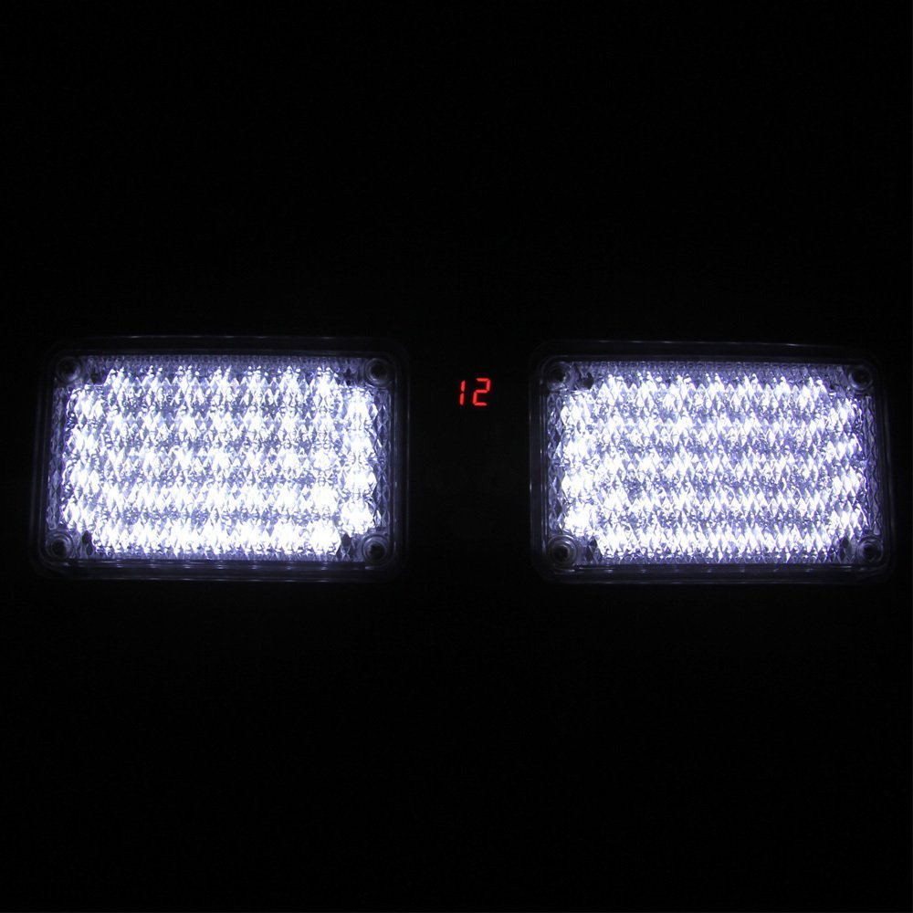 Aurnoc New Commercial Truck Boat Car 86-LED Strobe Lights Car Flash Emergency Waring Light 12 Flash Modes Available in Blue / Amber / White / Red / Red& Blue (White)