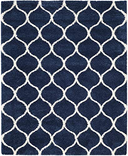 Image of Shaggy Super Soft Carpet for Home & Living Room Size - 9 X 12 Ft (Navy Ivory)