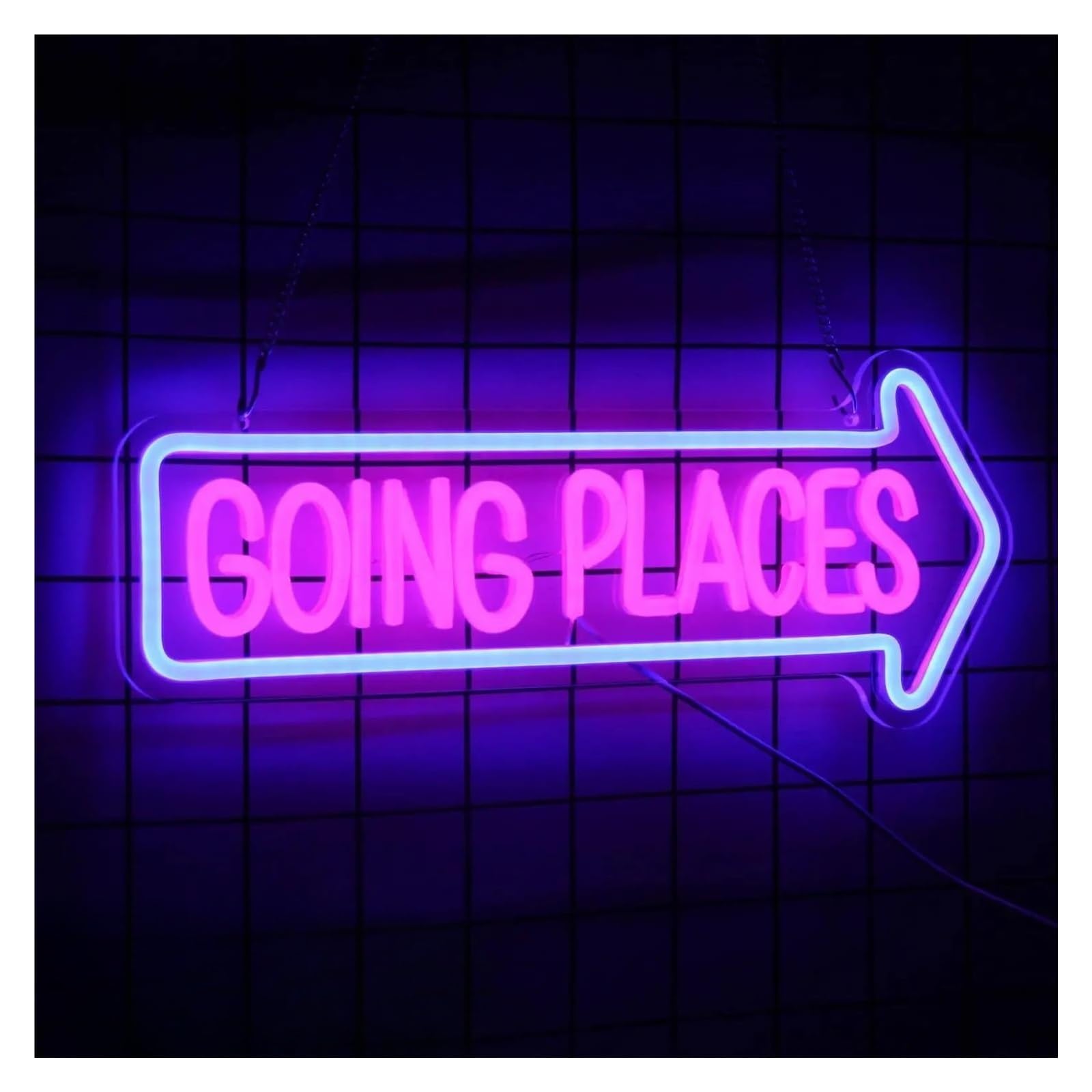Luces Art Decoration Christmas Letrero De Neón"Going Places"alimentado Por USB, Con Interruptor Regulable, Ideal Para Espacios Con Temática De Viajes, Oficinas, Estudios O Dormitorios 17.5x42.5cm
