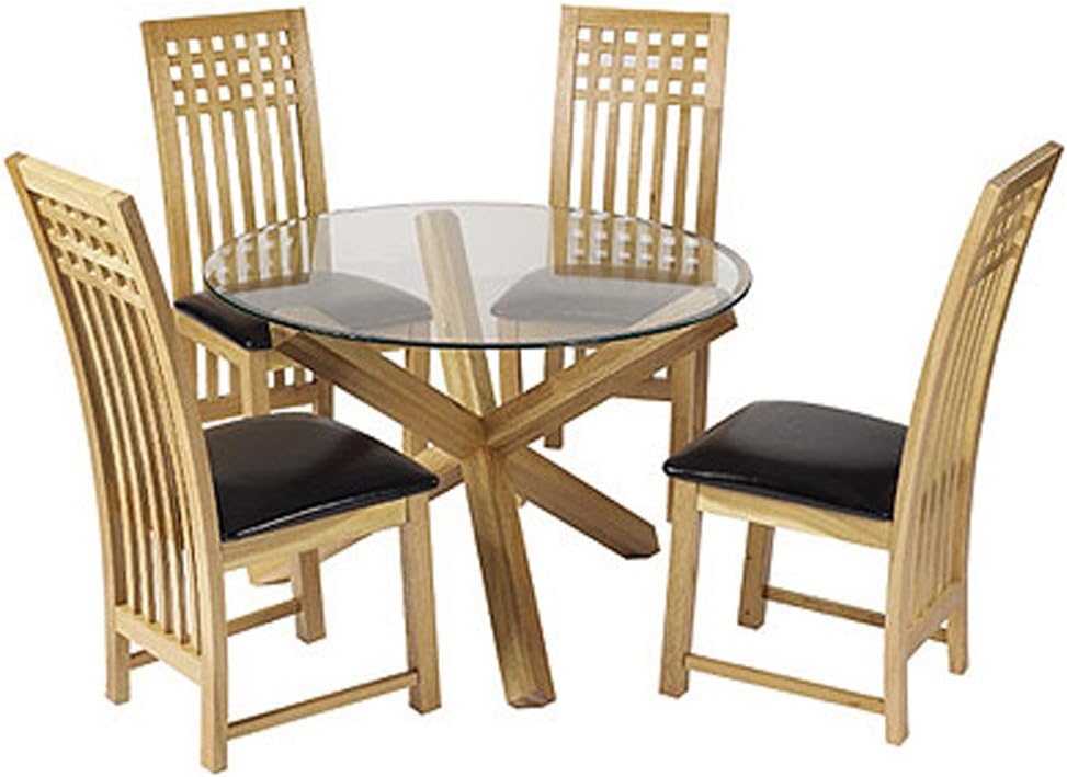 LPD Oporto Solid Oak And Glass Dining Table - 106.5cm Diameter