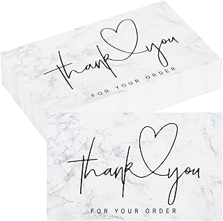 Festiko® 200 Pcs Thank You Cards (White &amp; Black) | Elegant Mini Thank You Business Cards for Small Business Packaging | Cu...