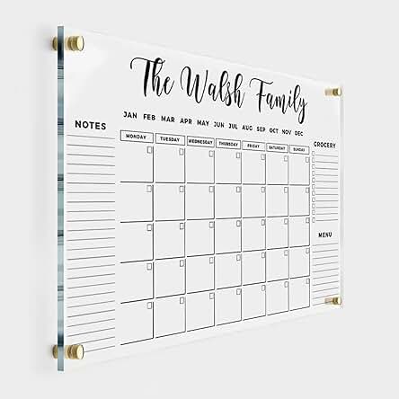 FAMILY NAME CALENDAR Personalized Acrylic Wall Calendar -...