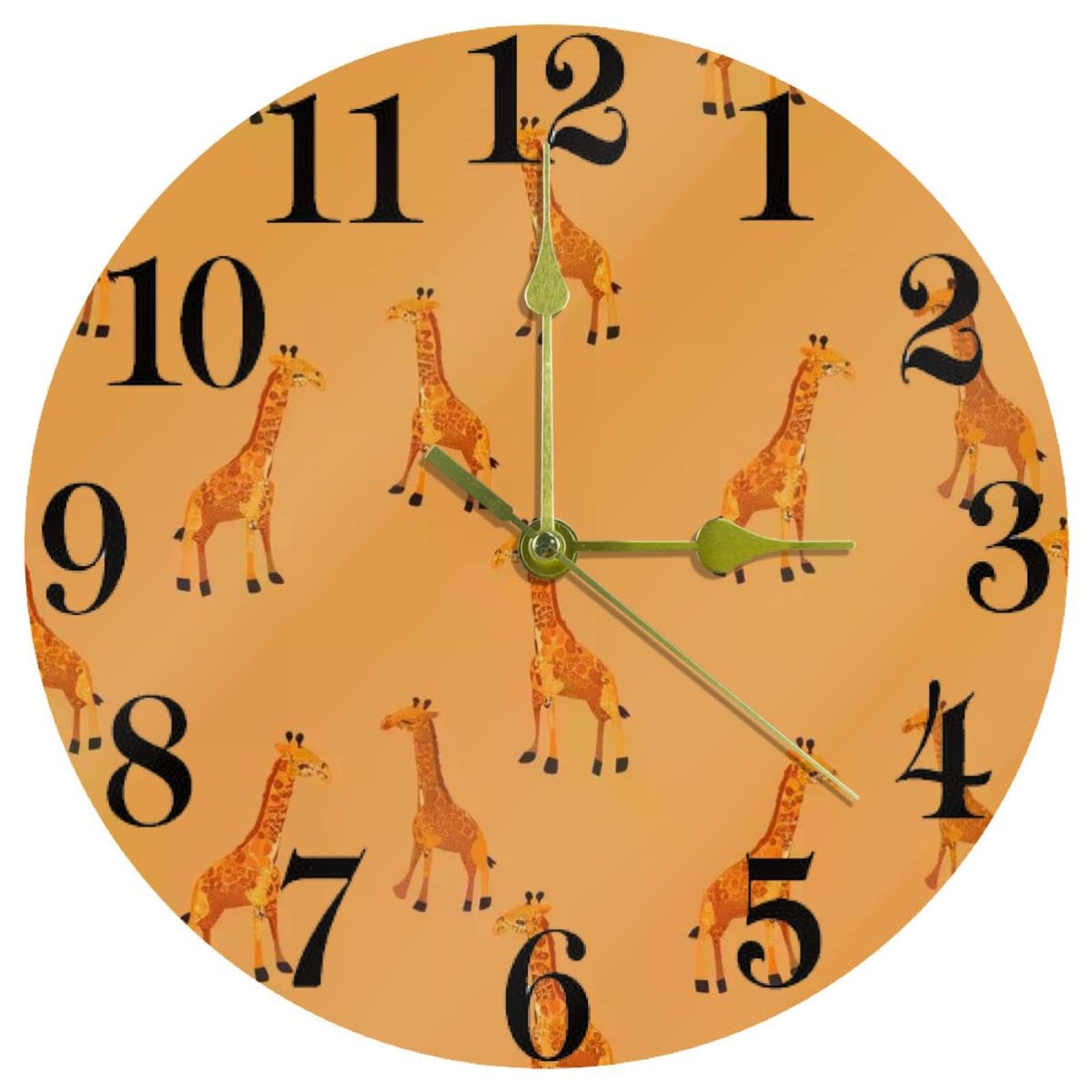Horloge murale girafe au design rond : apportez une touche de nature ludique dans la cuisine.