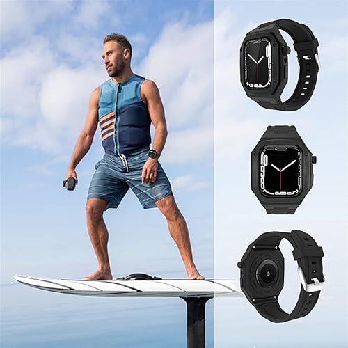 Miniatura 6 de Watchium Kit de modificación de correa para Apple Watch Band 7 de 1732 pulgadas 1732 pulgadas caja de metal pulsera de goma para iWatch Series 6 SE