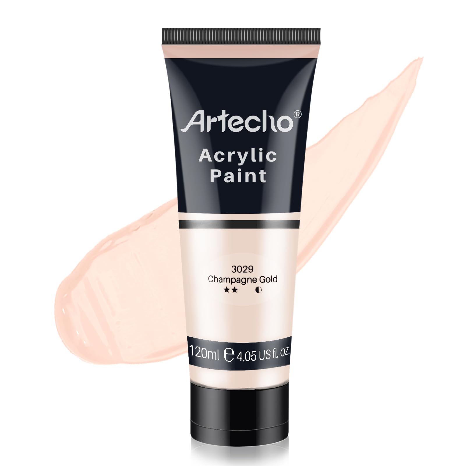 Artecho Acrylic Paint, Champagne Gold (120ml / 4.05oz) Tubes, Art Craft Paints for Canvas Painting, Rock, Stone, Wood, Fabric, Art Supplies for Professional Artists, Adults