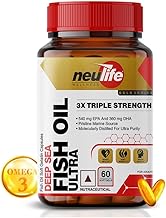 Neulife Ultra Triple Strength Omega 3 Fish Oil 1050mg | 540mg EPA, 360mg DHA | Supports Heart Health, Brain Function & Joint Mobility | Pure & Potent Formula | 60 Softgels for Daily Wellness Boost