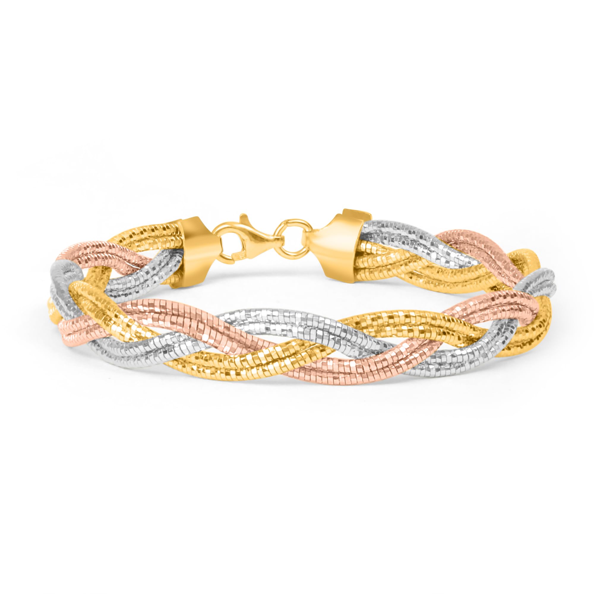 ZAVYA 925 Sterling Silver Minimal Weave Triple Tone Plating Bracelet | Gift for Women and Girls | With Certificate of Authenticity and 925 Hallmark (B0C7KVMVZ9) Amazon Price History, Amazon Price Tracker