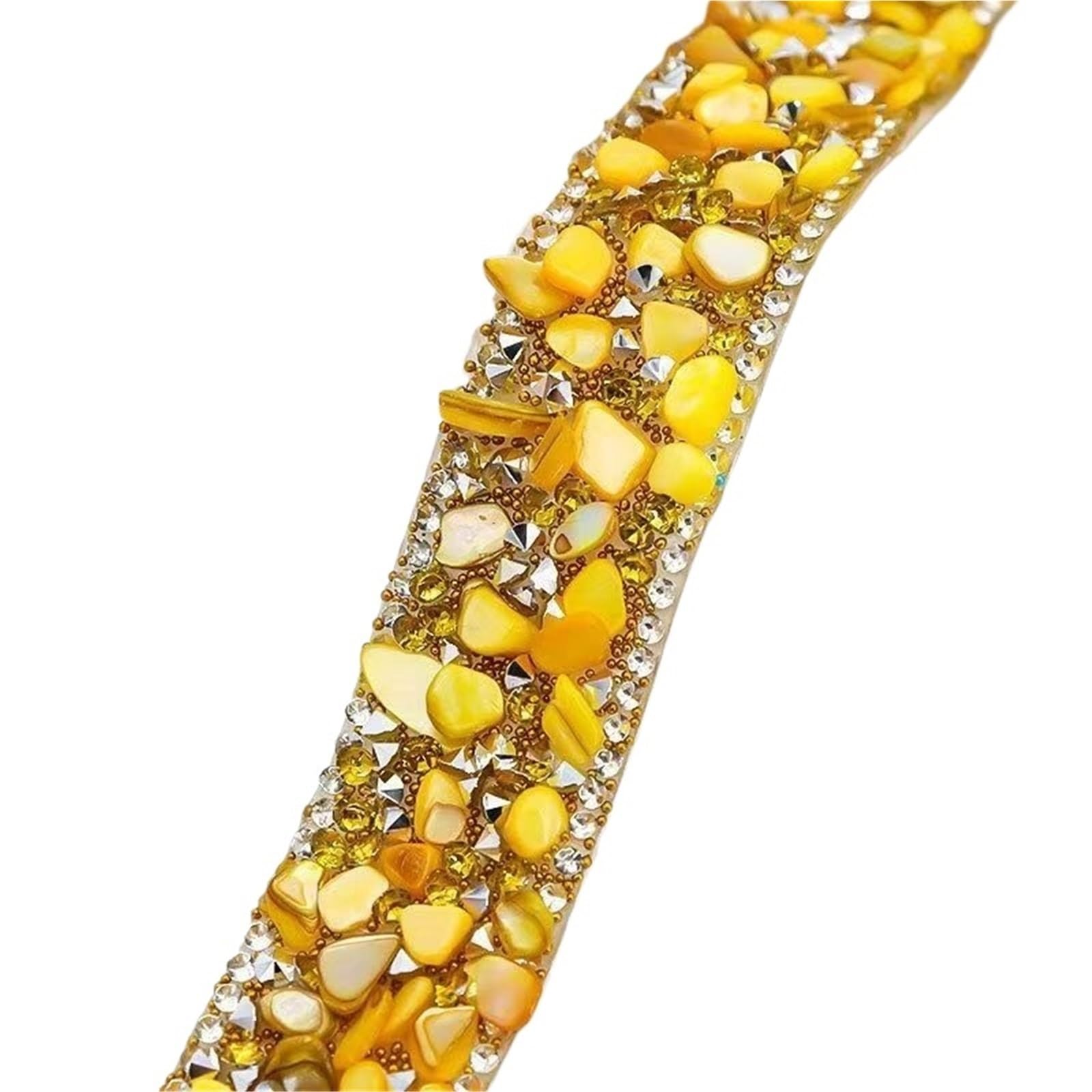Glitter Tape, DIY Multicolor Rhinestone Ribbon Roll 2 Yards Crystal Fix Tape Applicator Sewing Trim(Yellow)