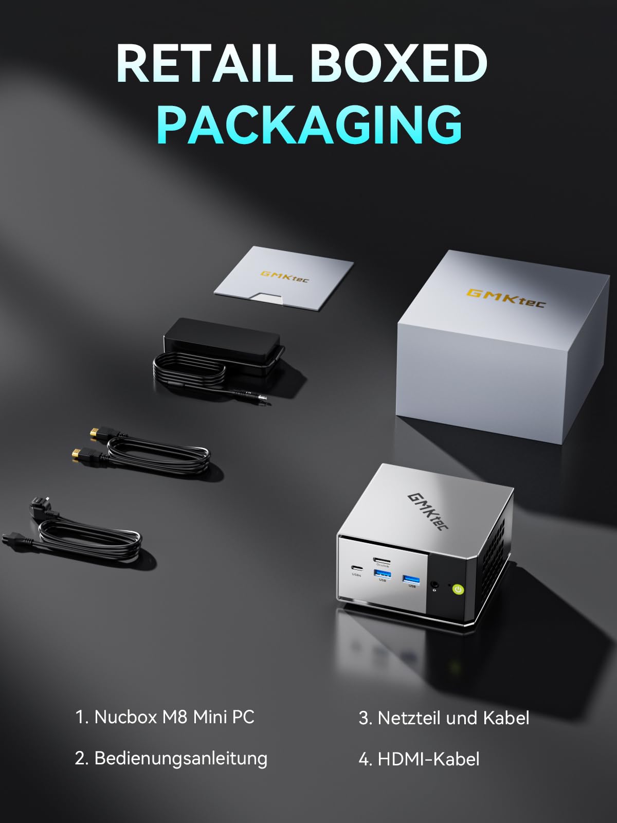 GMKtec Mini PC Ryzen 5 PRO 6650H (Besiege 7430U, 6C/12T 4,50 GHz), Dual 2.5GbE LAN, 16GB LPDDR5 RAM+512GB PCIe SSD, M8 Mini Desktop Computer, Oculink, USB4, HDMI, USB-C Mini-PC für Büro/Gaming/Zuhause
