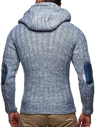 Leif Nelson Men's Knitted Hooded Sweater - Stylish Cable Knit Pullover with Button Detail, Warm and Comfortable for Fall & Winter Anthracite XXL4