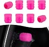 8 PCS Car Luminous Tire Valve Stem Caps, Fluorescent Glow in The Dark Night Air Caps Cover, Universal Reflective Rubber Ring Tire Pressure Caps, for Most Cars Trucks Pink