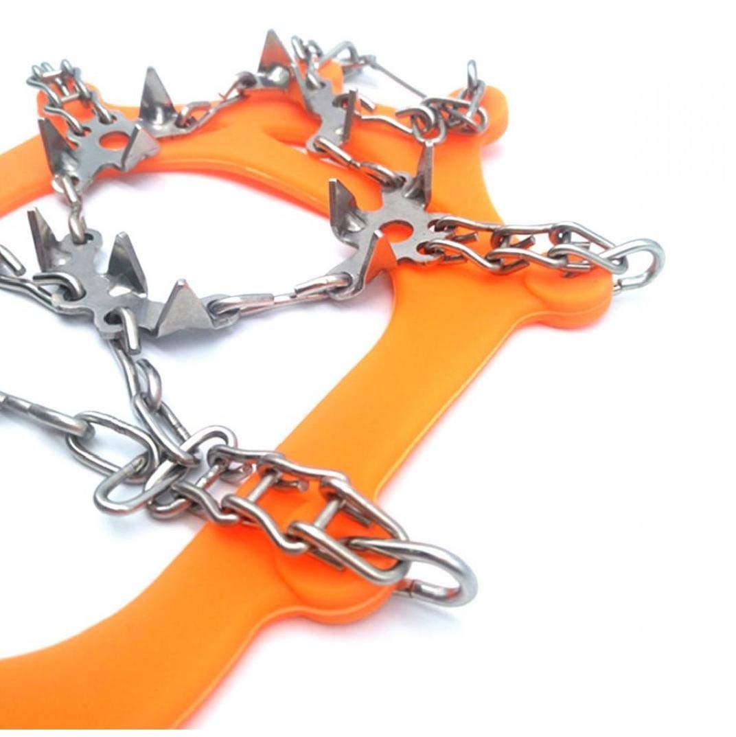 Crampons de Traction Crampons Ice Snow Grips pour Chaussures avec 19 Pointes en Acier Inoxydable pour la Marche, Le Jogging, l'escalade, la randonnée sur la Neige et la Glace (Oran