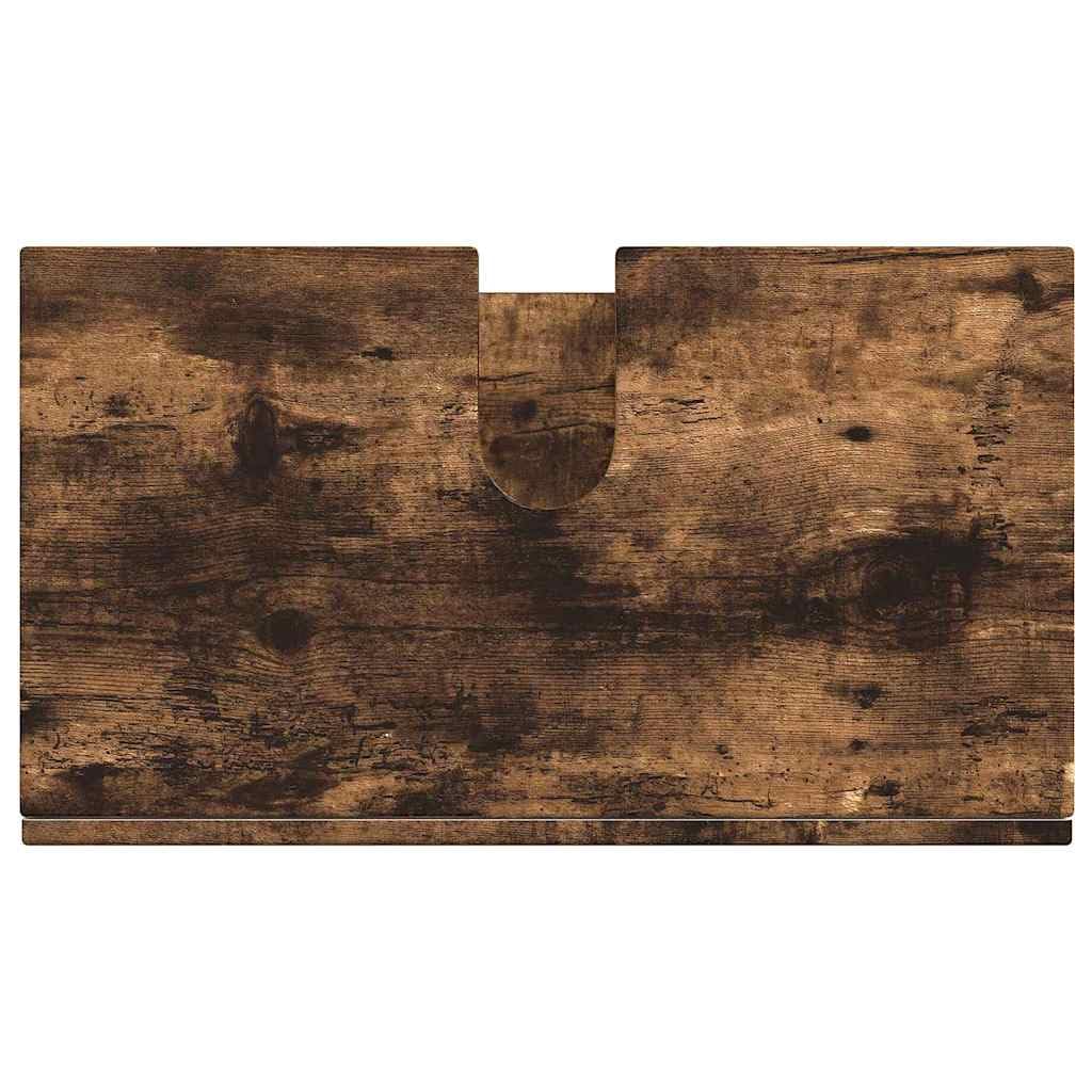 Tulum - Juego de lavabo para baño (roble ahumado, 60 x 34 x 63 cm, material de madera mate, muebles de baño con espacio de almacenamiento, moderno y duradero, para baños pequeños y