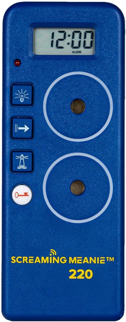 Screaming Meanie 220 Alarm Clock and Timer, Extremely Loud for Deep Sleepers, Multi-Purpose Clock, 3 Sound Levels (with 9v Battery Included) - Blue