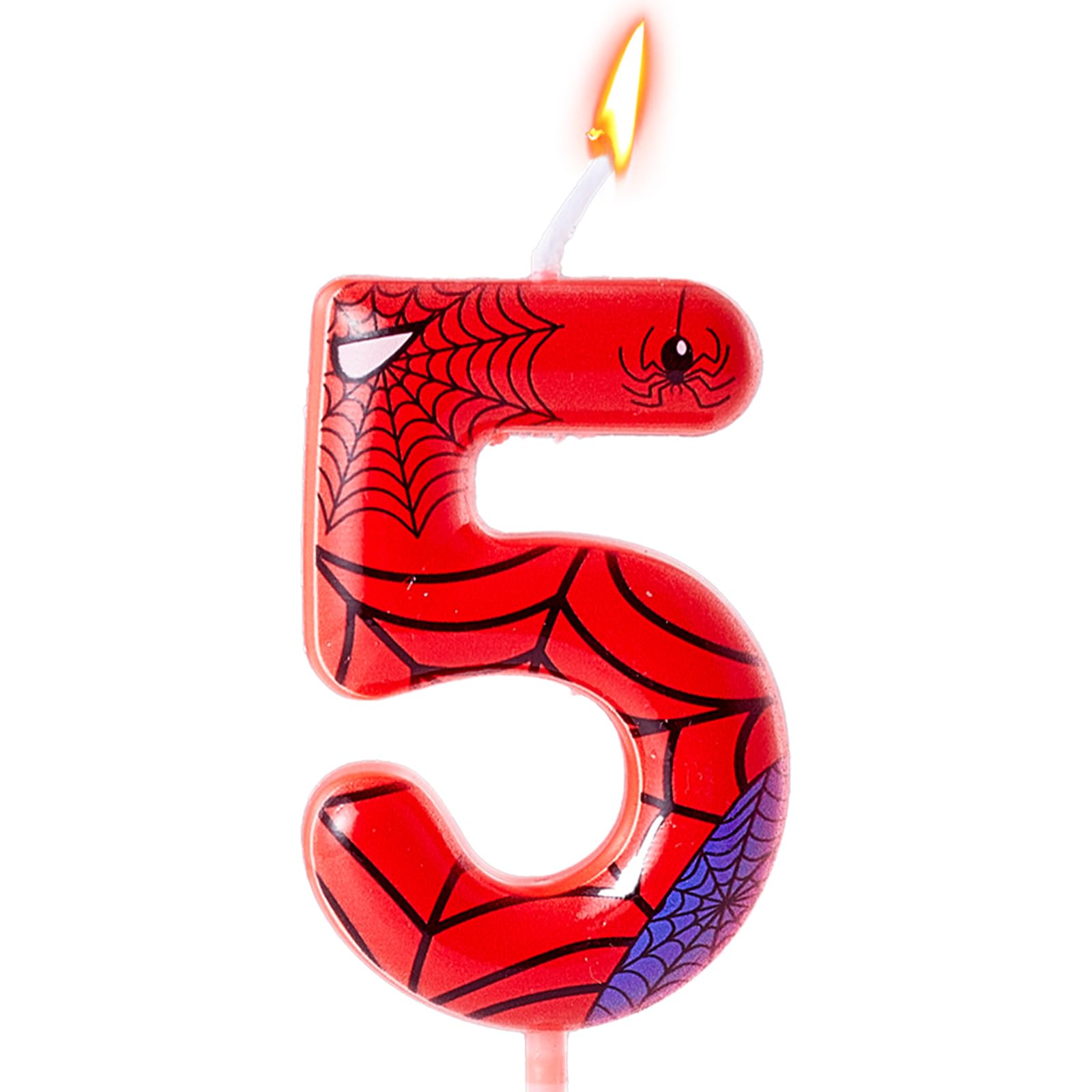 Gezan Spider Themed Birthday Candles Number Candles Happy Birthday Cake Toppers Advent Candle Web Candles for Boy Girl Spider Party Decoration Supplies Birthday Halloween Party (Number 5)-image-37