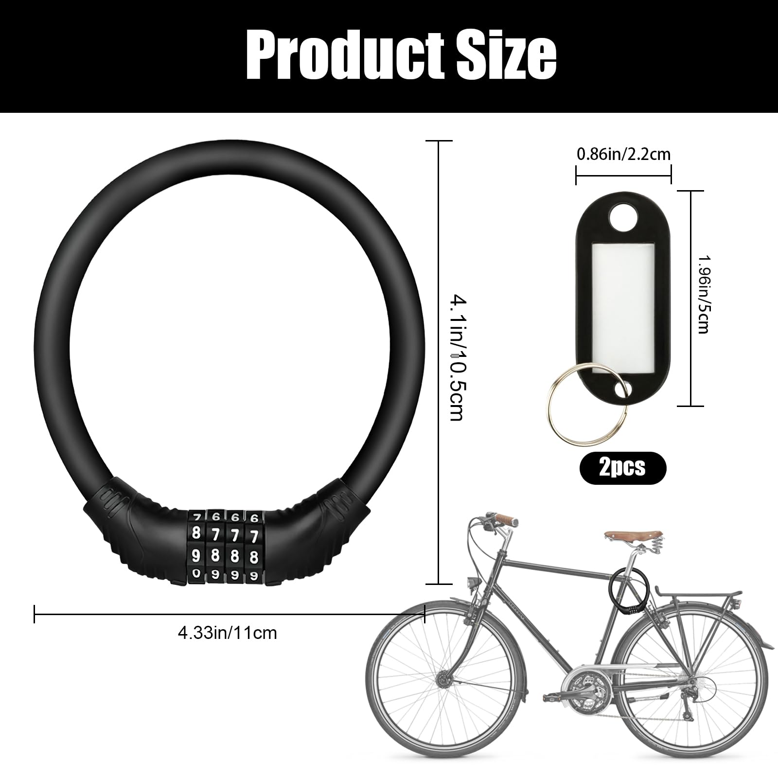 Cadenas De Vélo Câble Antivol Verrouillage Bicyclette Serrure À Code Pour Vélo-Scooter-Moto