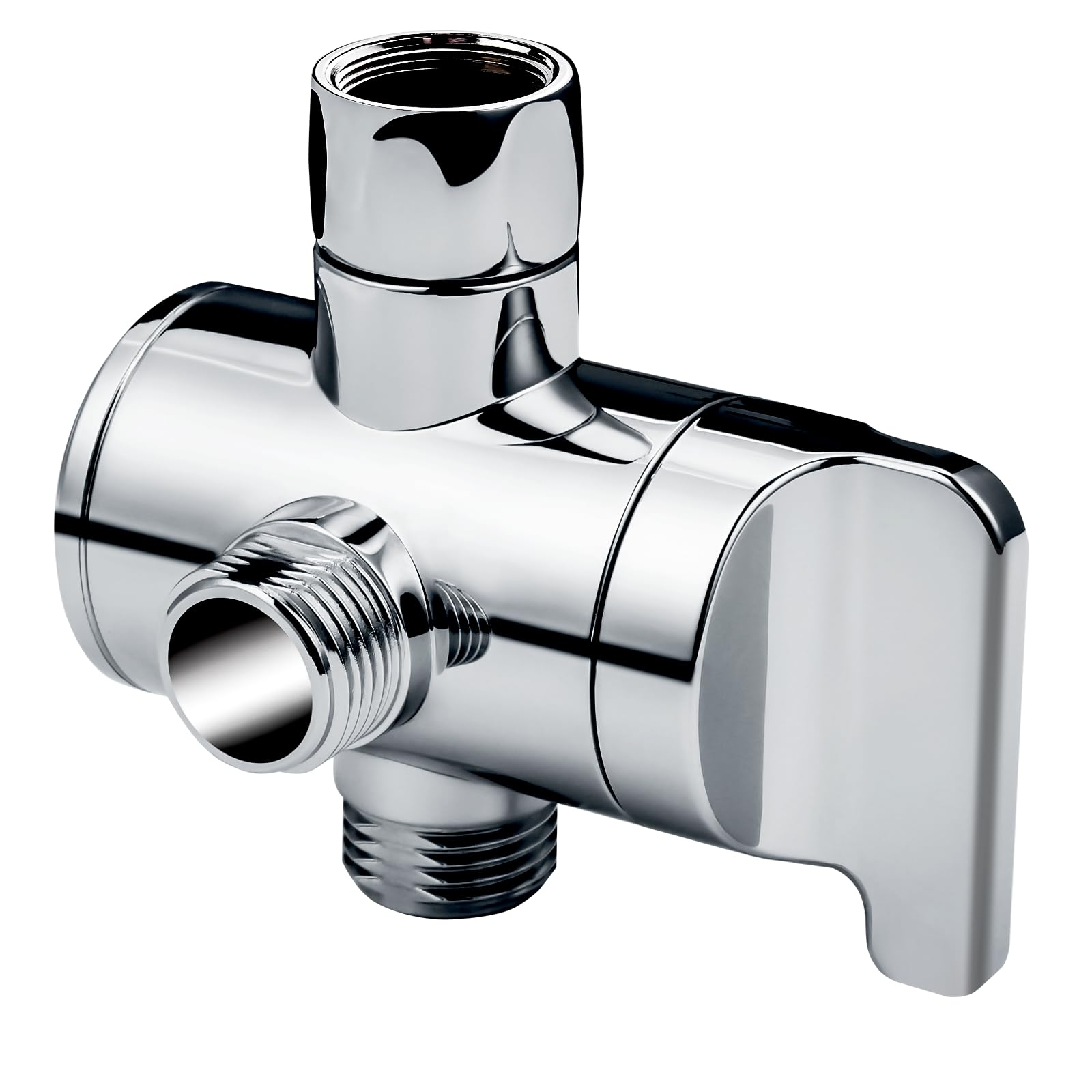 BRIGHT SHOWERS Shower Arm Diverter Valve for Hand held Showerhead and Fixed Spray Head, 3-Way Shower Head Diverter Valve, Chrome
