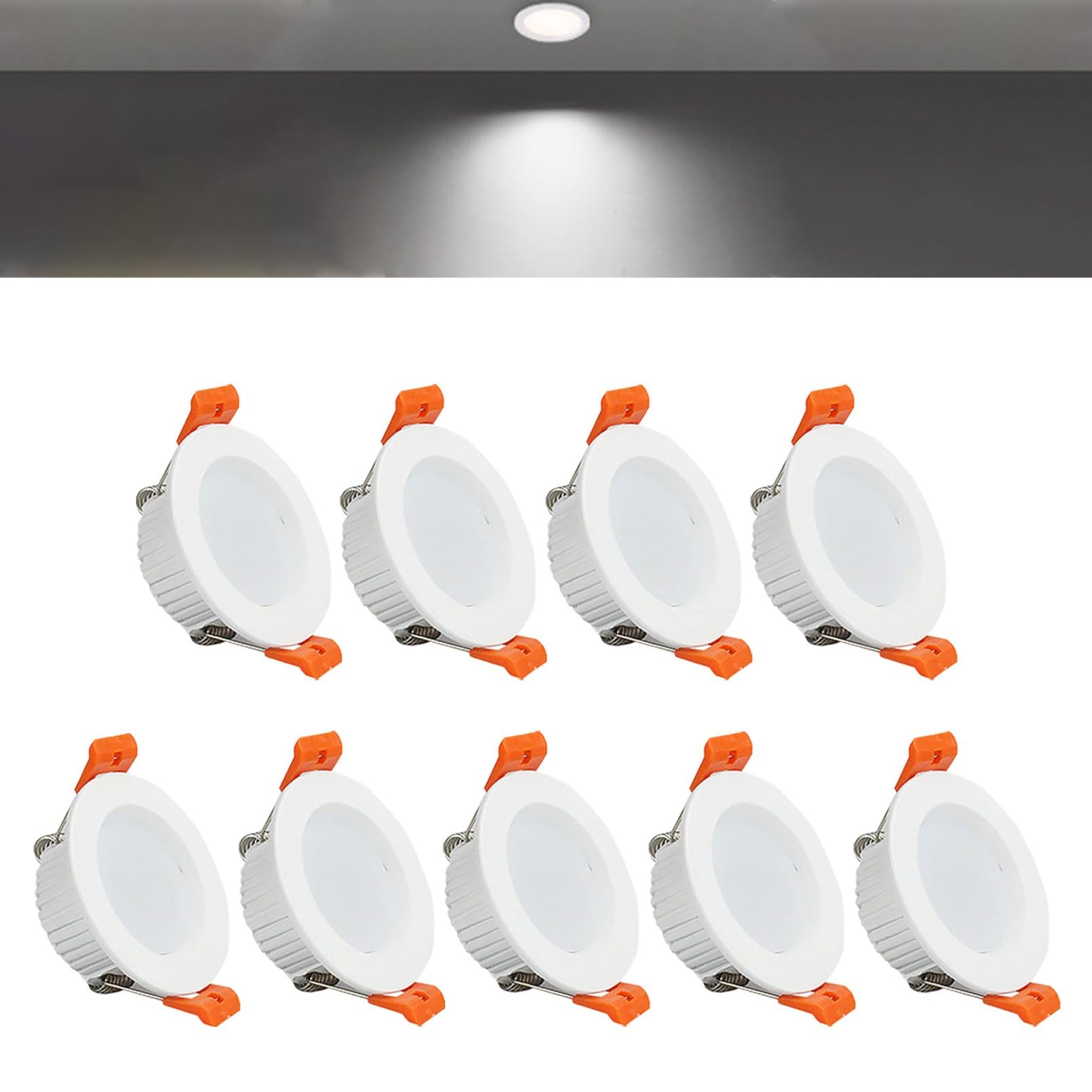 TTiiLoe 5W Round LED Recessed Ceiling Spotlights, 6000K Cold White Ultra Slim Panel Ceiling Light, Cut Φ70-75mm, AC110-240V Downlights for Hallway Stairwell Showroom, 9 Pack