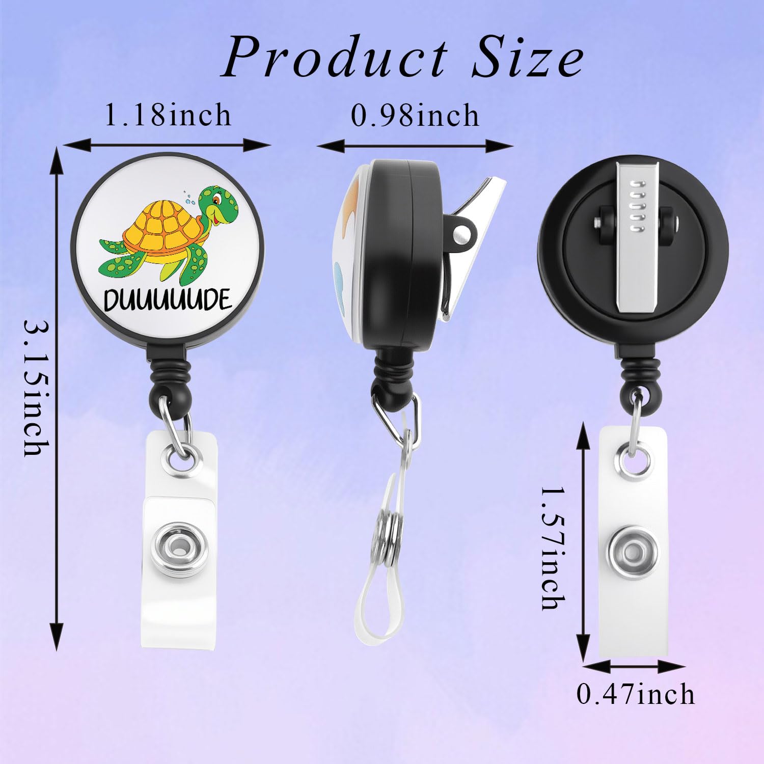 PLITI Funny Sea Turtle Gift Turtles Lover Gift Turtles Owner Gifts DUUUUUDE Turtle Badge Reel for Nurse Doctor (DUUUUUDE badgeU) - Image 2