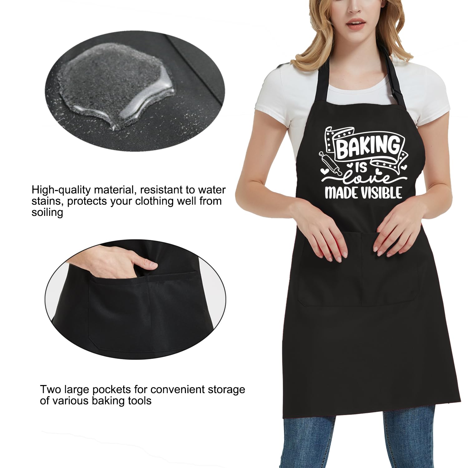 Delantales divertidos para mujer con bolsillos, delantal de cocina ajustable para cocinar y hornear, regalos de cumpleaños para mamá y abuela