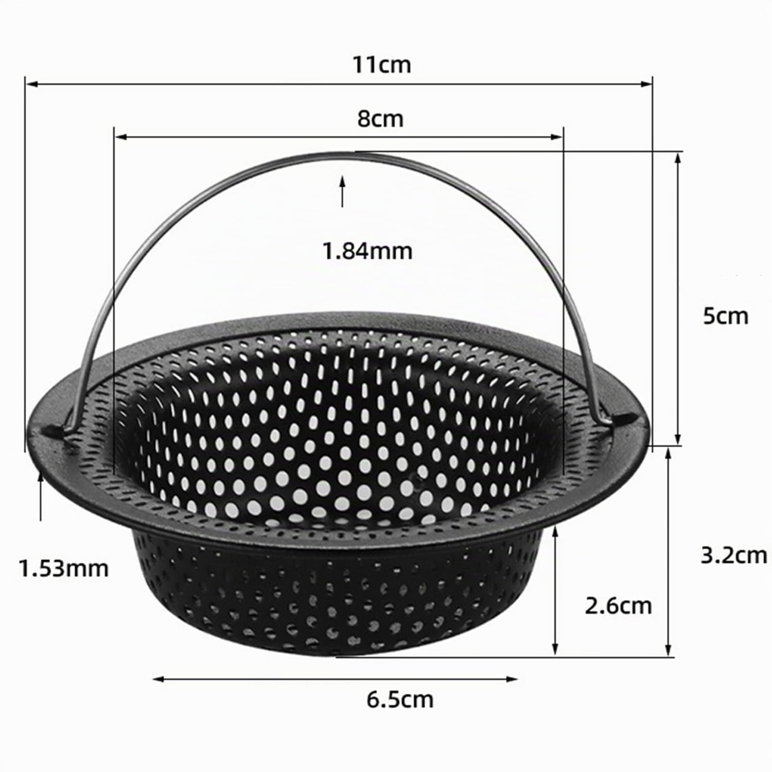Lot de 2 filtres d'évier de Cuisine en Acier Inoxydable (Noir)