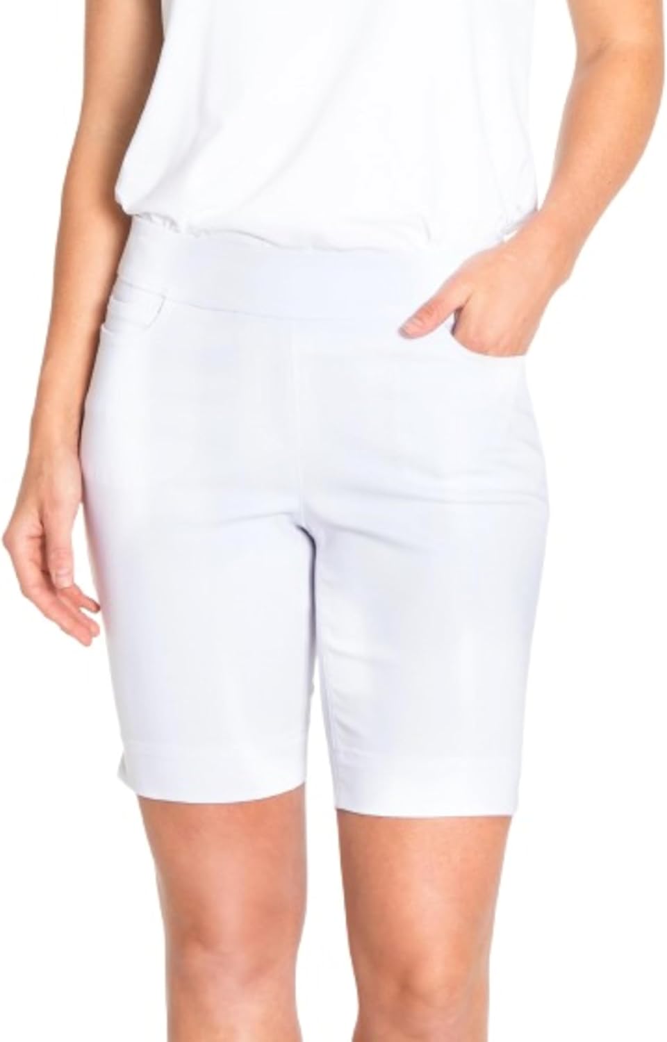 Slim-Sation Womens Pull on Solid 9" Walking Short with 4 Functional PocketsShorts