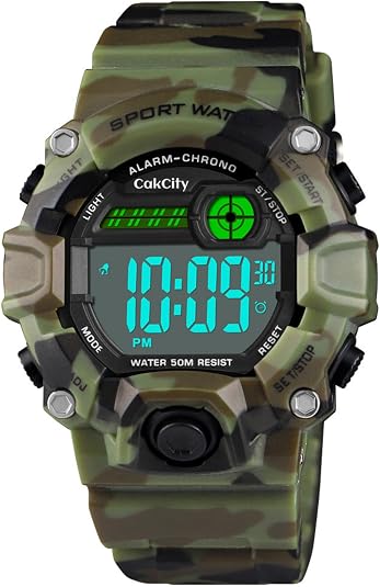 CakCity Boys Camouflage LED Sport Watch,Waterproof Digital Electronic Casual Military Wrist Kids Sports Watch with Silicone Band Luminous Alarm Stopwatch Watches: Buy Online at Best Price in UAE