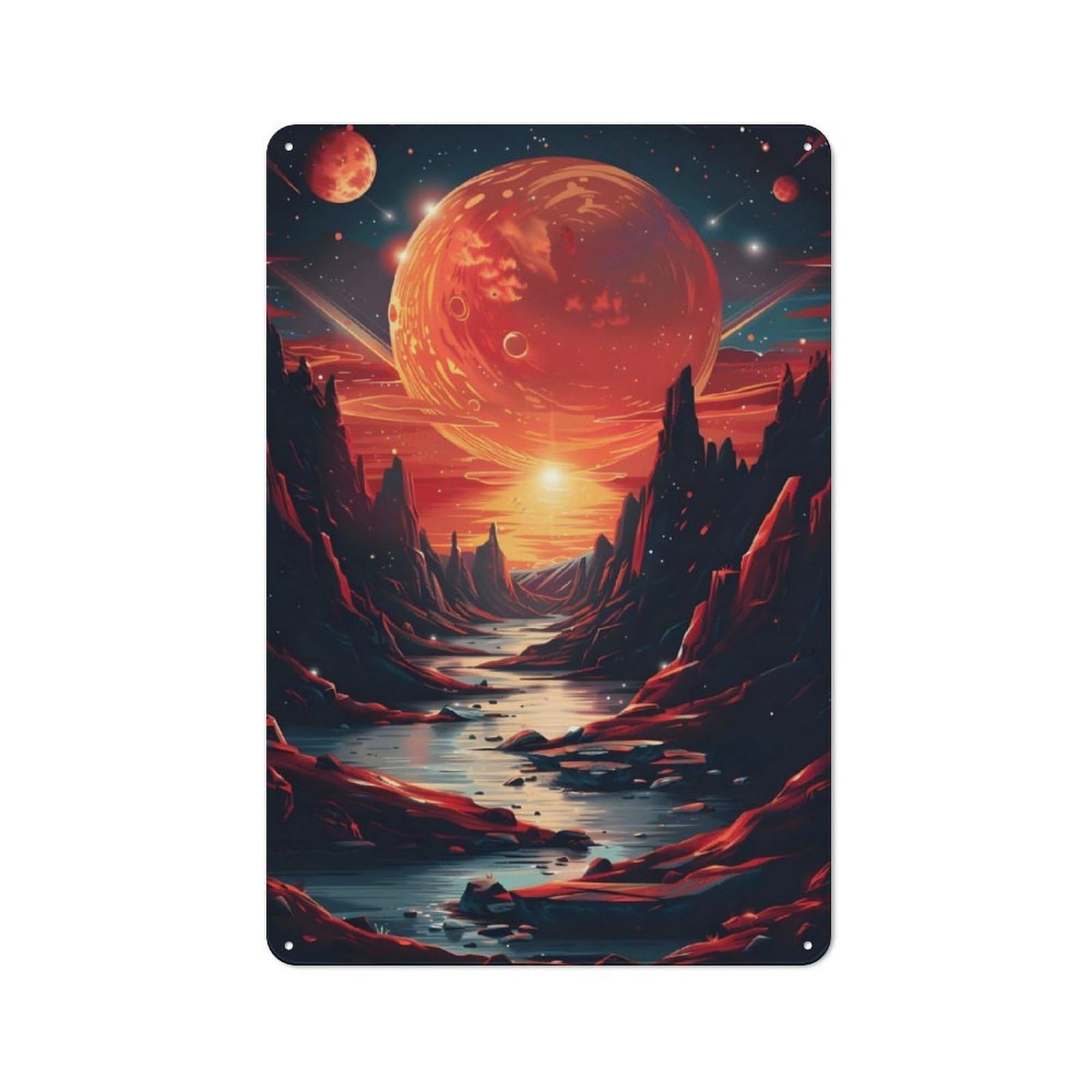 Junmoney Red Moon Retro Tin Sign 30X20cm For Man Cave Or Games Room, For Collectors Decorating Games Rooms And Man Caves