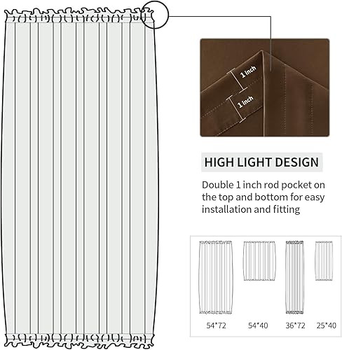 Miniatura 537 de DWCN Cortinas para puerta francesa: cortina térmica con bolsillo para barra para puertas con ventana de cristal, puertas de cocina y patio