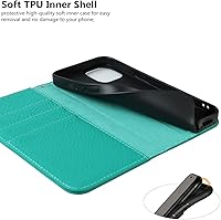 Vista 70 de iCoverCase Funda tipo cartera compatible con iPhone 13 Pro Max con ranuras para tarjetas, funda magnética de piel auténtica con bloqueo RFID, Naranja