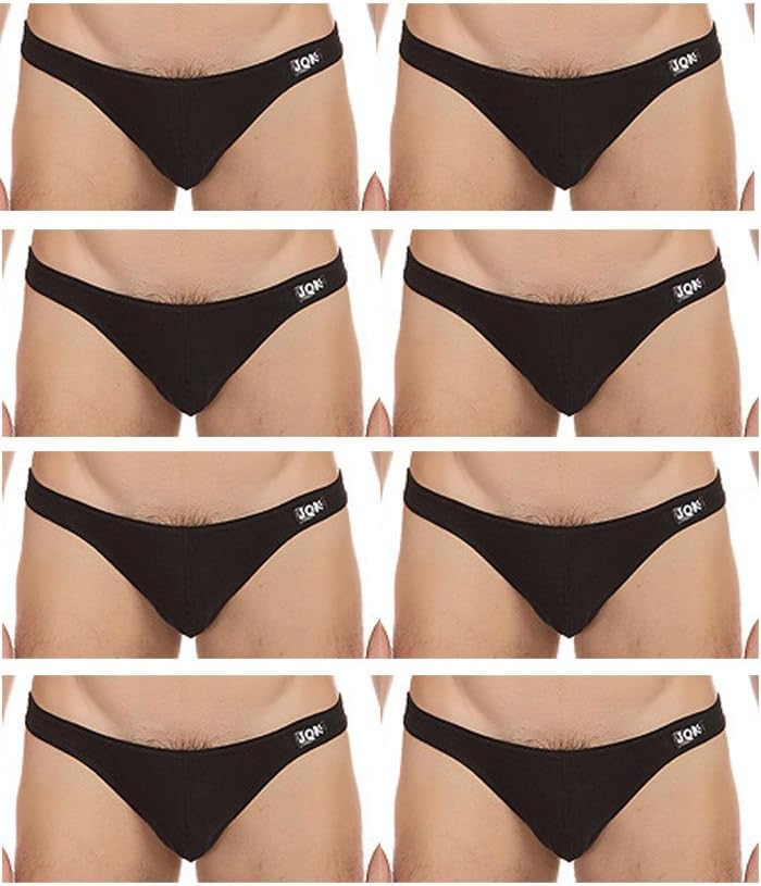 Eurous Men's Pure Cotton Sexy Low Rise Bikini Briefs Underwear (M, 8-Pack Black)