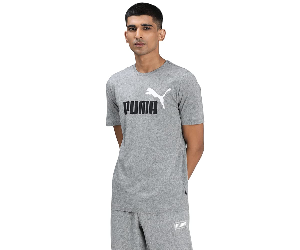 Puma Men's ESS+ 2 Col Logo Tee T-Shirt, Medium Grey Heather, XXL