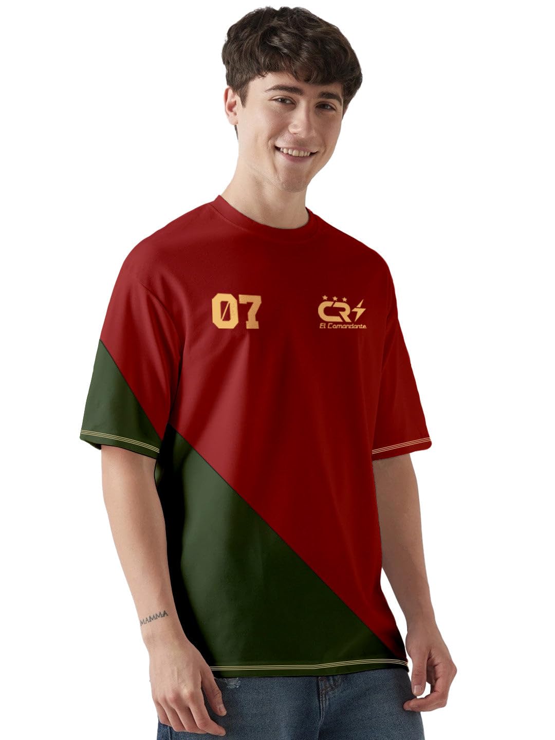 crazymonk CR7 Oversized T-Shirt - Red & Olive Green-picture-34