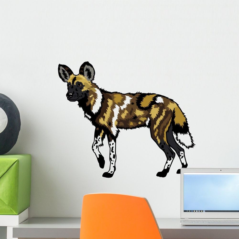 Wallmonkeys WM5520 African Wild Dog Peel and Stick Wall Decals, 18" W x 15" H-Small