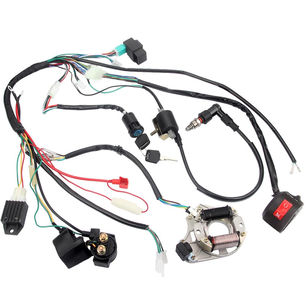 MASO - Assemblaggio di cablaggio elettrico, set di fili CDI per Dirt Bike cinese ATV QUAD 50/70/90/110CC 125, kit di cablaggio della bobina di accensione CDI