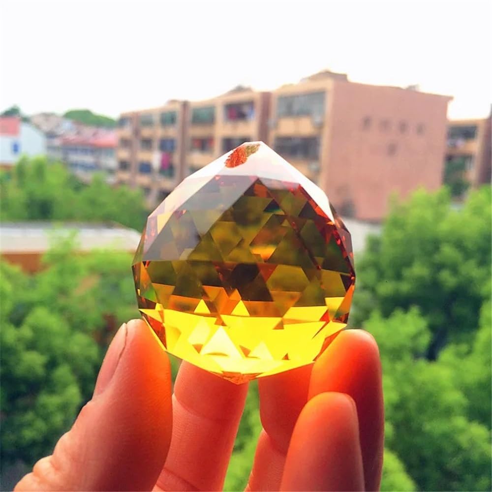 Boules à facettes en cristal ambre 30mm, 20 pièces/lot, sphère