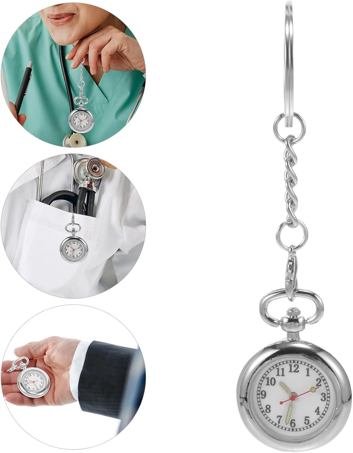 Portable Metallic Fob Watch with Precise Quartz Movement and Glass Alloy Material, Small Pocket Watch for Workers with Chic and Delicate Style, Nursing Accessory