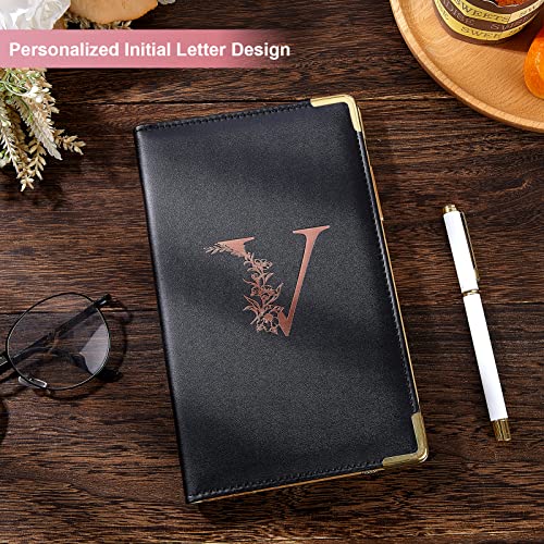 Fioday Server Books Alphabet Waitress Book Cute Waiter Book Zipper Pocket Leather Serving Book With Gift Keychain Guest Check Book Server Note Pads Holder Fits Server Apron,V #TOP1