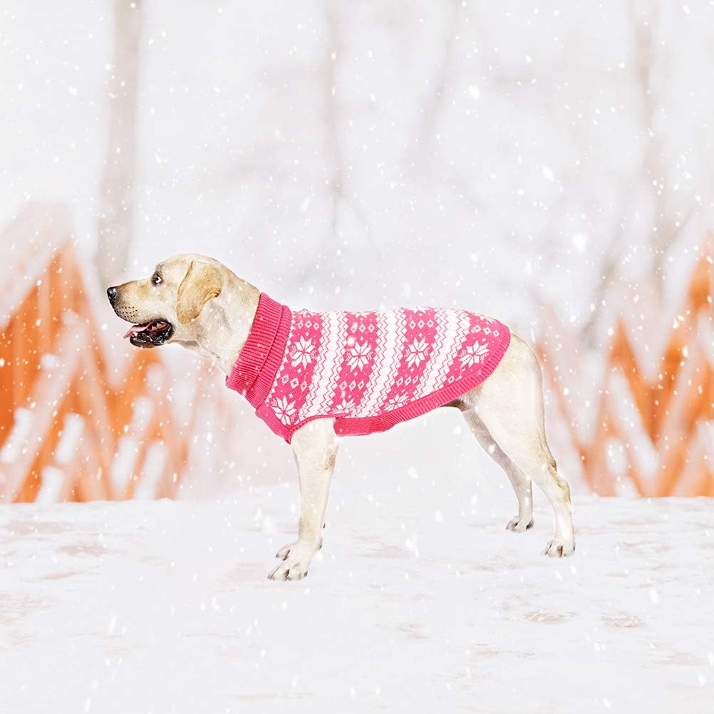 KOOLTAIL Pull en tricot torsadé à col roulé pour chien et fille de petite, moyenne et grande taille, motif flocon de neige, vêtements d'hiver épais et chauds pour chiens de petite, moyenne et grande
