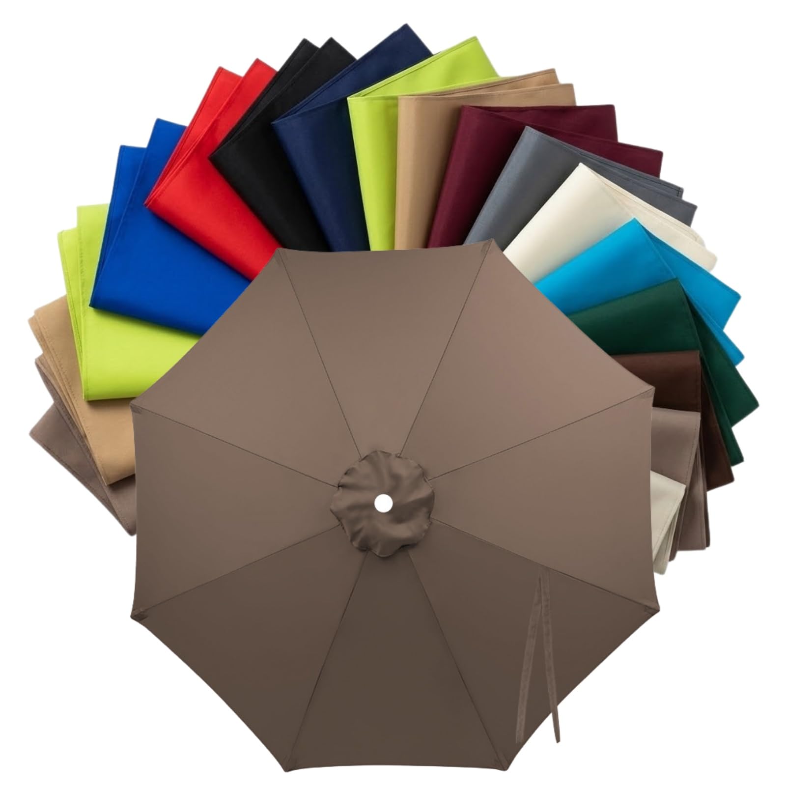 Replacement Parasol Canopy 2m to 4m, Waterproof Polyester Patio Umbrella Replacement Cloth for 6/8 Arms, Sunshade Garden Parasol Fabric Cover, UV Protection(Dark Taupe,2.3m (7.5FT) - 6 Ribs) โ image 1